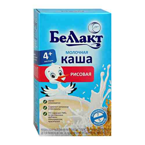 Каша Беллакт рисовая молочная быстрорастворимая с 4 месяцев 200 г арт. 3379635