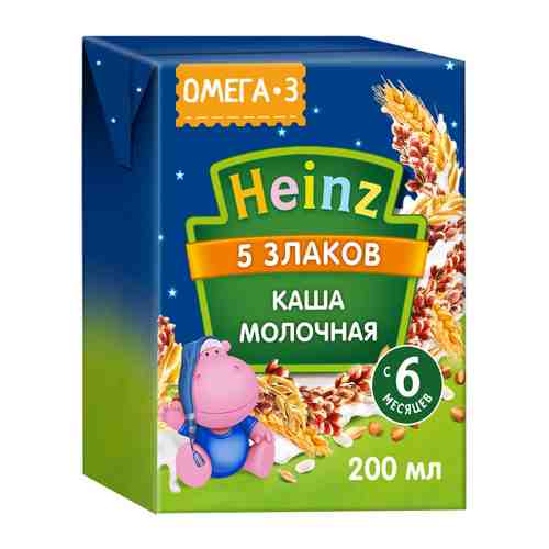 Каша Heinz 5 злаков молочная быстрорастворимая омега-3 с 6 месяцев 200 мл арт. 3383484
