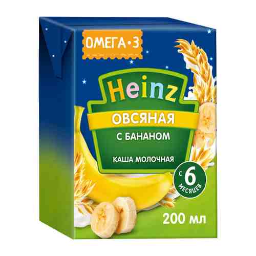Каша Heinz овсяная молочная быстрорастворимая банан омега-3 с 6 месяцев 200 мл арт. 3383489