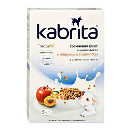 Каша Kabrita Гречневая на козьем молоке быстрорастворимая яблоко абрикос с 5 месяцев 180 г арт. 3309406