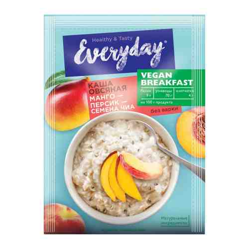 Каша овсяная Everyday Vegan Breakfast Манго-персик-семена чиа быстрого приготовления 36 г арт. 3437050