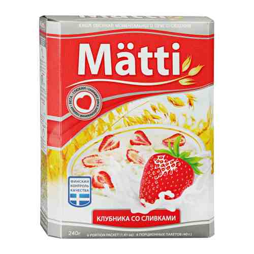 Каша овсяная Matti Клубника со сливками быстрого приготовления 6 пакетиков по 40 г арт. 3368189