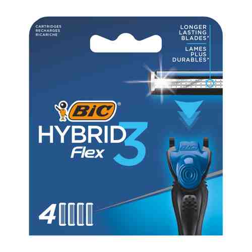 Кассеты сменные для бритья Bic Flex 3 Hybrid 4 штуки арт. 3329288