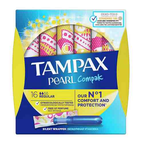 Тампоны Tampax Compak Pearl regular duo 2 капли 16 штук арт. 3385893