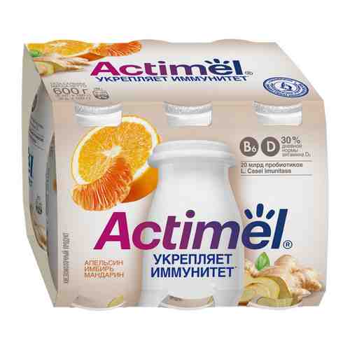 Кисломолочный напиток Actimel апельсин мандарин имбирь 2.5% 100 г арт. 3410990