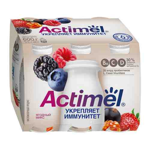 Кисломолочный напиток Actimel ягодный микс 2.5% 6 штук по 100 г арт. 3372818