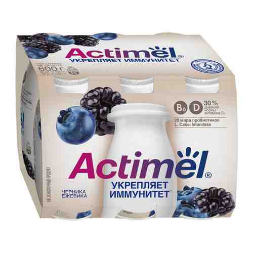 Кисломолочный напиток Actimel черника ежевика 2.5% 6 штук по 100 г арт. 3397520