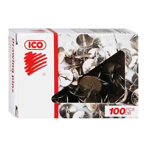 Кнопки ICO канцелярские стальные (100 штук) арт. 3271985