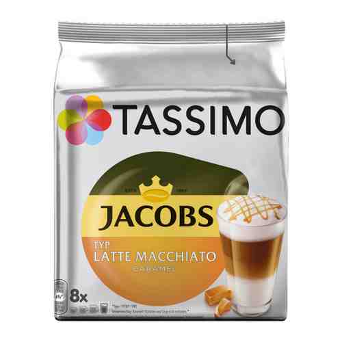 Кофе Tassimo Jacobs Latte Caramel 16 капсул (8 штук по 7 г + 8 штук 26.5 г) арт. 3378612
