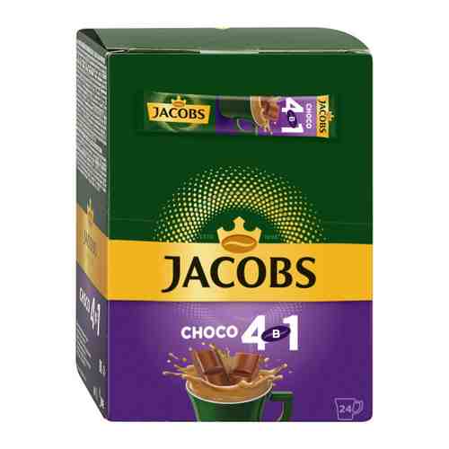 Напиток Jacobs Choco кофейный порционный растворимый 4 в 1 24 пакетика по 12 г арт. 3407898