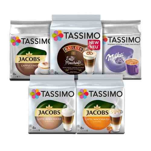 Капсулы Tassimo Кофе с молоком 5 упаковок по 8 капсул 1.28 кг арт. 3407910