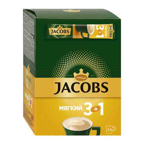 Напиток Jacobs Мягкий кофейный порционный растворимый 3 в 1 24 штуки по 12 г арт. 3414979