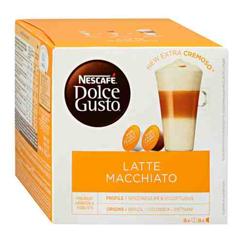 Кофе Nescafe Dolce Gusto Латте Макиато 16 капсул (белые 8 штук по 17.4 г + темные 8 штук по 5.5 г) арт. 3459430