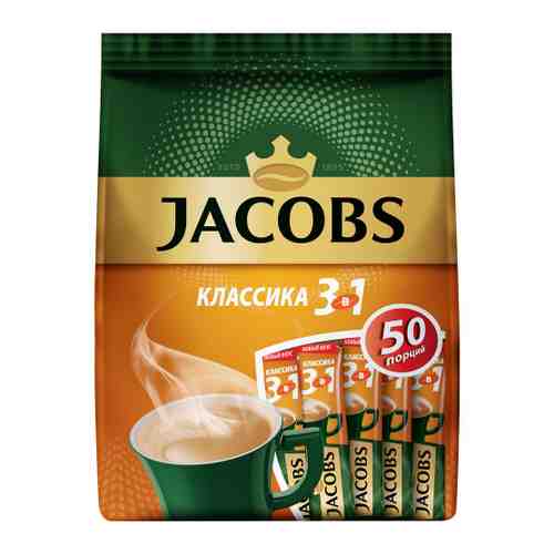 Напиток Jacobs кофейный растворимый 3 в 1 Классика 50 пакетиков по 12 г арт. 3474697
