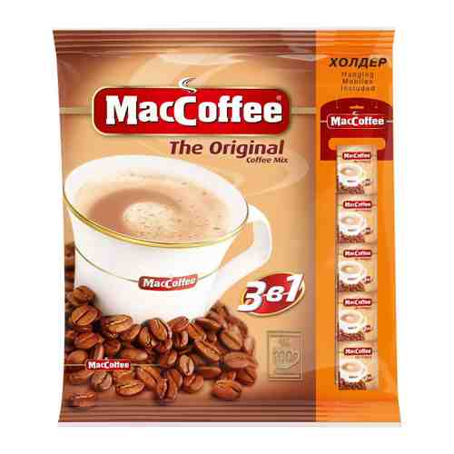 Напиток MacCoffee Original кофейный порционный растворимый 3 в 1 100 пакетиков по 20 г арт. 3299046