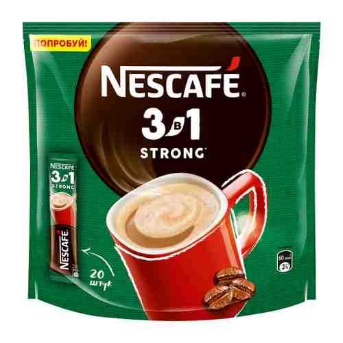 Напиток кофейный Nescafe Крепкий порционный растворимый 3 в 1 20 порций по 14.5 г арт. 3401492