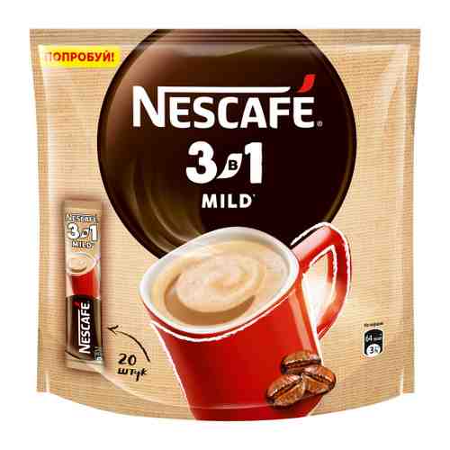 Напиток кофейный Nescafe Мягкий порционный растворимый 3 в 1 20 порций по 14.5 г арт. 3401491