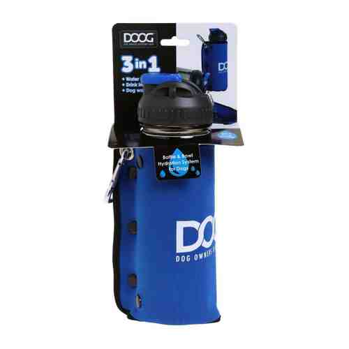 Комплект дорожный Doog синий бутылка 600 мл чехол-миска для собак 12х8х25 см арт. 3459283
