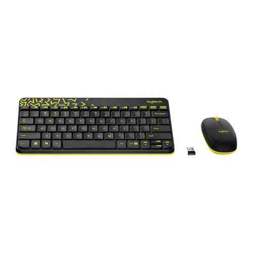 Комплект клавиатура + мышь Logitech MK240 Nano черная Yellow беспроводной арт. 3448393