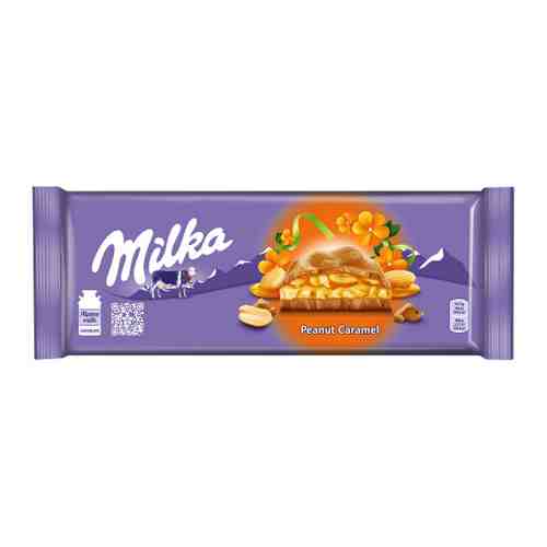 Шоколад Milka молочный с карамельной начинкой с арахисом и арахисовой начинкой с воздушным рисом и кусочками арахиса арт. 3359808