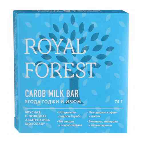Кэроб Royal Forest milk bar ягоды годжи и изюм 75 г арт. 3344744