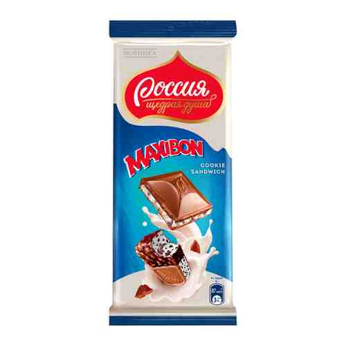 Шоколад Россия Щедрая душа Maxibon cookie sandwich молочный со вкусом мороженого и печеньем 80 г арт. 3516909