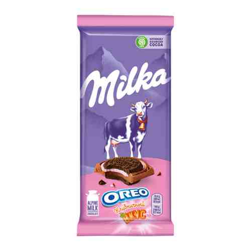 Шоколад Milka молочный с круглым печеньем Oreo с начинкой со вкусом клубники 92 г арт. 3487032