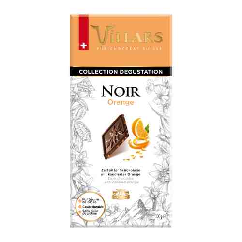 Шоколад Villars тёмный с цукатами из апельсиновых корочек 100 г арт. 3362209