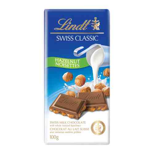 Шоколад Lindt Swiss Classic молочный с обжаренным цельным фундуком 100 г арт. 3406225