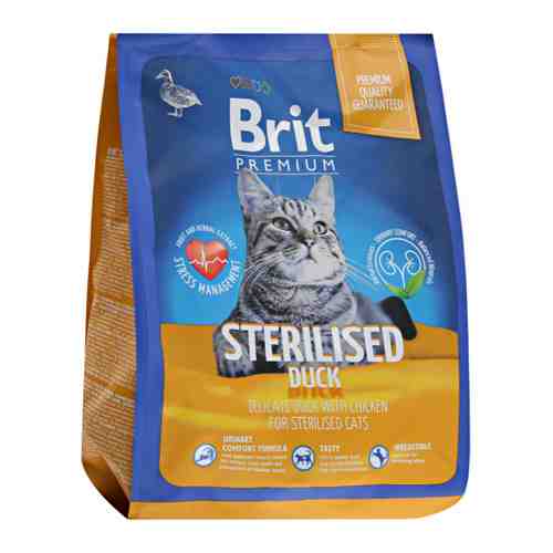 Корм сухой Brit Premium Cat Duck & Chicken для взрослых стерилизованных кошек с уткой и курицей 2 кг арт. 3516732