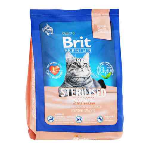 Корм сухой Brit Premium Cat Sterilized Salmon & Chicken для взрослых стерилизованных кошек с лососем и курицей 400 г арт. 3516727