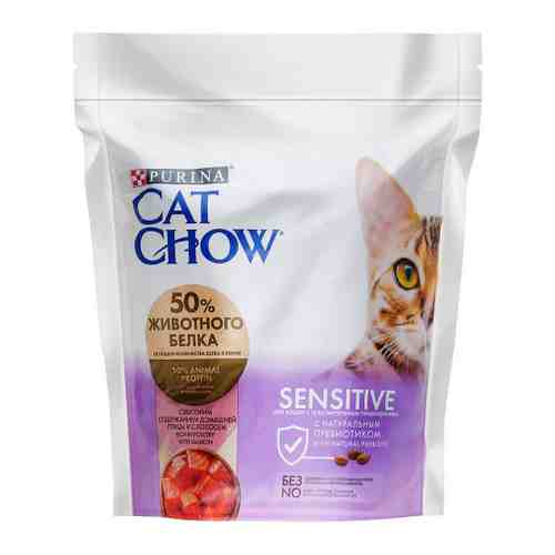 Корм сухой Cat Chow с лососем при чувствительной пищеварительной системе для взрослых кошек 400 г арт. 3383558