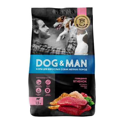 Корм сухой Dog&Man полнорационный с говядиной и ягненком для собак мелких пород 1.9 кг арт. 3477031