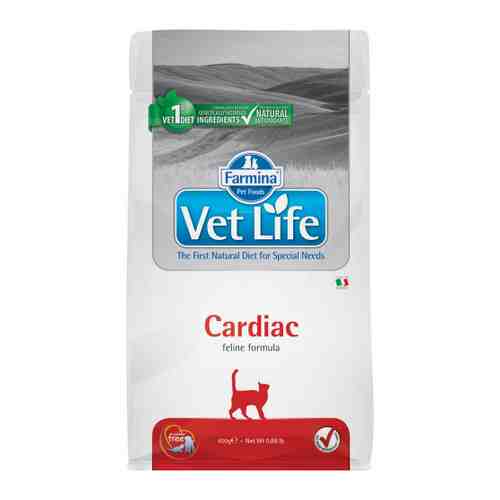 Корм сухой Farmina Vet Life Cat Cardiac с курицей диетический для кошек при хронической сердечной недостаточности 400 г арт. 3478184