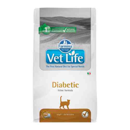Корм сухой Farmina Vet Life Cat Diabetic с курицей диетический при сахарном диабете для кошек 400 г арт. 3478205