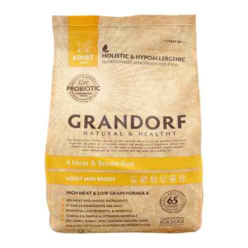 Корм сухой Grandorf Четыре вида мяса с бурым рисом для взрослых собак мелких пород 3 кг арт. 3394153