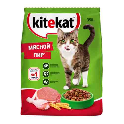 Корм сухой Kitekat Мяcной пир для взрослых кошек 350 г арт. 3316245