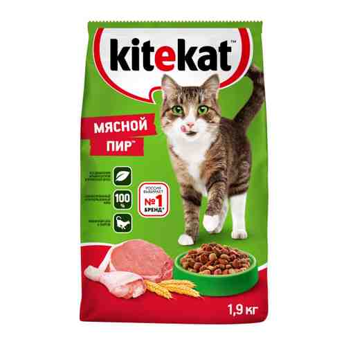 Корм сухой Kitekat Мясной пир для взрослых кошек 1.9 кг арт. 3325389