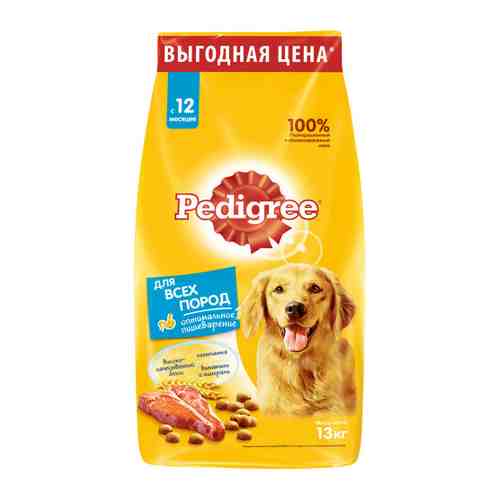 Корм сухой Pedigree с говядиной для взрослых собак 13 кг арт. 3316166