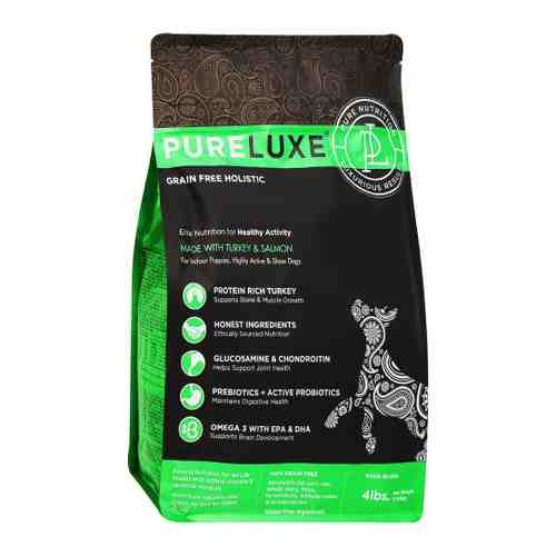 Корм сухой PureLuxe с индейкой и лососем для активных собак 1.81 кг арт. 3417463