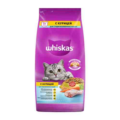 Корм сухой Whiskas с курицей и вкусными подушечками для стерилизованных кошек и котов 5 кг арт. 3400127
