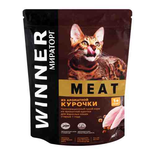 Корм сухой Winner Meat полнорационный из ароматной курочки для взрослых кошек старше 1 года 750 г арт. 3423662
