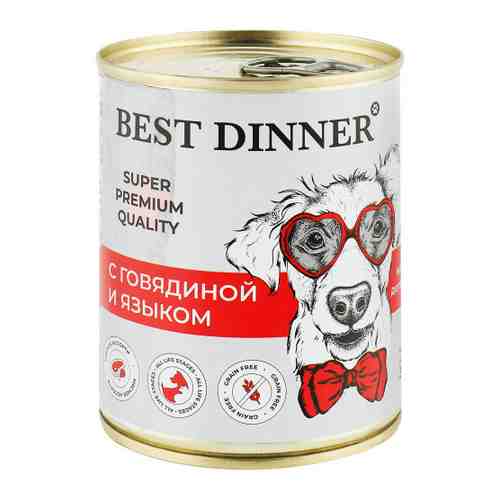 Корм влажный Best Dinner Super Premium с говядиной и языком для собак 340 г арт. 3436833