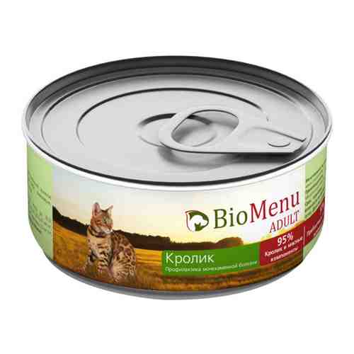 Корм влажный BioMenu Adult 95%-Мясо с кроликом для кошек 100 г арт. 3460696