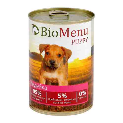 Корм влажный BioMenu Puppy 95%-Мясо с индейкой для щенков 410 г арт. 3460703