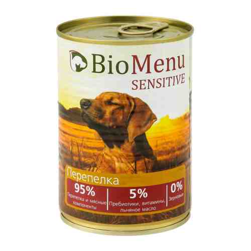 Корм влажный BioMenu Sensitive 95%-Мясо с перепелкой для собак 410 г арт. 3460705