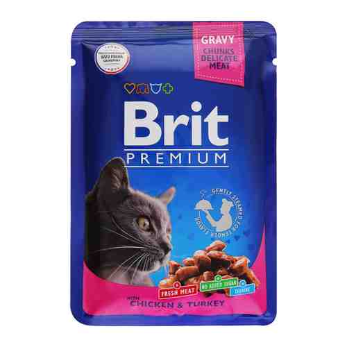 Корм влажный Brit Premium цыпленок и индейка для взрослых кошек 85 г арт. 3519808
