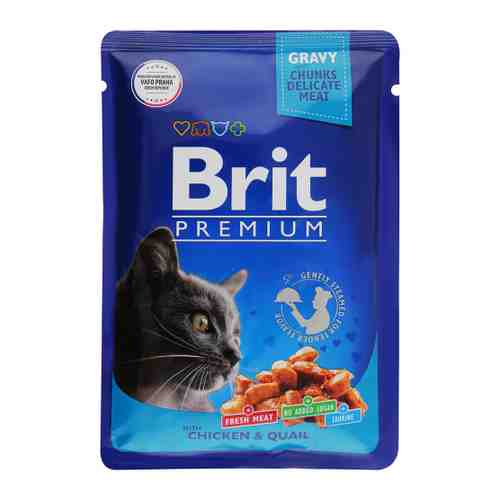 Корм влажный Brit Premium цыпленок и перепелка в соусе для взрослых кошек 85 г арт. 3519815