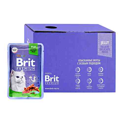 Корм влажный Brit Premium цыпленок в желе для взрослых кошек 14 штук по 85 г арт. 3519690