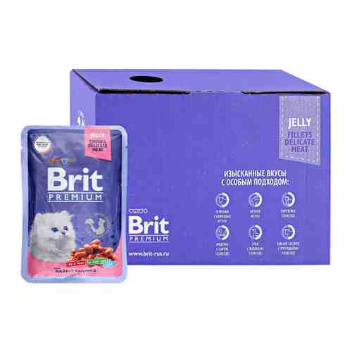Корм влажный Brit Premium кролик в желе для котят 14 штук по 85 г арт. 3519693